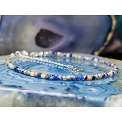 Sodalit Bransoletka z kamienia naturalnego srebrna 925