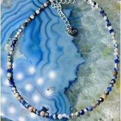 Sodalit Bransoletka z kamienia naturalnego srebrna 925