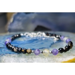 Agat cytryn ametyst bransoletka ochronna srebro 925