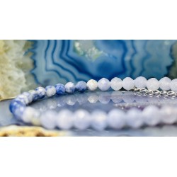 Bransoletka z sodalitu i akwamarynu srebrna 925 silver