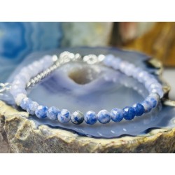 Bransoletka z sodalitu i akwamarynu srebrna 925 silver