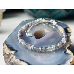 Iolit Labradoryt bransoletka z kamienia naturalnego srebro 925