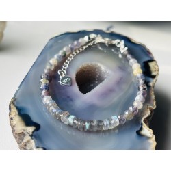 Iolit Labradoryt bransoletka z kamienia naturalnego srebro 925