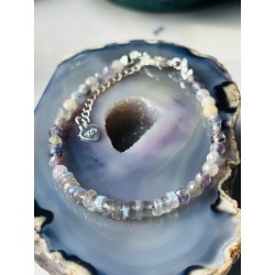 Iolit Labradoryt bransoletka z kamienia naturalnego srebro 925