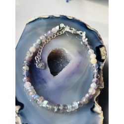 Iolit Labradoryt bransoletka z kamienia naturalnego srebro 925