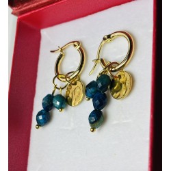 Asymetryczne kolczyki kamień naturalny apatyt morski kółeczka