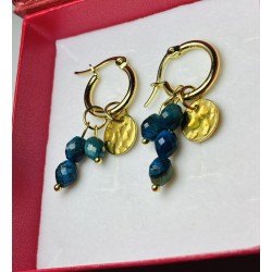 Asymetryczne kolczyki kamień naturalny apatyt morski kółeczka