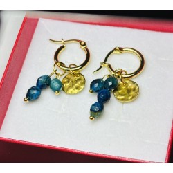 Asymetryczne kolczyki kamień naturalny apatyt morski kółeczka