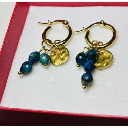 Asymetryczne kolczyki kamień naturalny apatyt morski kółeczka