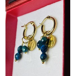 Asymetryczne kolczyki kamień naturalny apatyt morski kółeczka