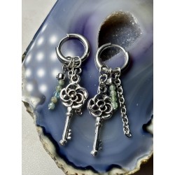 Kolczyki kamienie naturalne Apatyt transparent kluczyk kółka