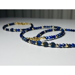 Lapis lazuli naszyjnik i bransoletka kamienie naturalne złoty zestaw