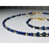 Lapis lazuli naszyjnik i bransoletka kamienie naturalne złoty zestaw