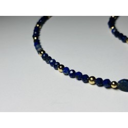 Lapis lazuli naszyjnik i bransoletka kamienie naturalne złoty zestaw