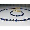Lapis lazuli naszyjnik i bransoletka kamienie naturalne złoty zestaw