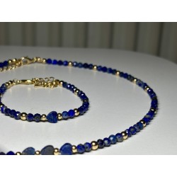 Lapis lazuli naszyjnik i bransoletka kamienie naturalne złoty zestaw