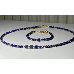 Lapis lazuli naszyjnik i bransoletka kamienie naturalne złoty zestaw